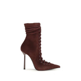 LE SILLA Bordeaux Calf Leather Bos Taurus Lace-Up Boots