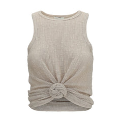 Magda Butrym Beige Lyocell Sleeveles T-Shirt