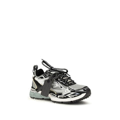 Off-White Gray Polyester Athletic Sneakers