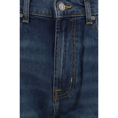 7FOR Blue Cotton Straight-Leg Jeans