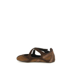 The Attico Brown Calf Leather Bos Taurus Ballet Flats