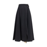 Burberry Black Wool Oves Aries Midi Skirt