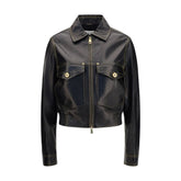 Versace Black Lamb Ovis Aries Aries Leather Jacket