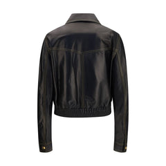 Versace Black Lamb Ovis Aries Aries Leather Jacket