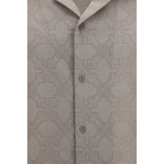 Off-White Beige Cotton Pattern Shirt