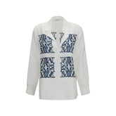 Max Mara White Silk Pattern Shirt