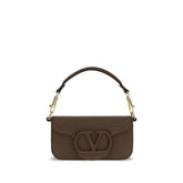 Valentino Garavani Brown Calf Leather Bos Taurus Shoulder Bag