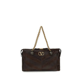 Valentino Garavani Brown Calf Leather Bos Taurus Shoulder Bag