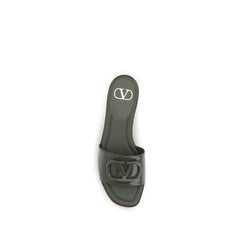 Valentino Garavani Bicolor Calf Leather Bos Taurus Flat Sandals