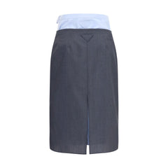 Prada Gray Cotton Midi Skirt