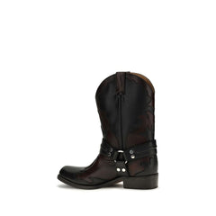 Versace Black Calf Leather Bos Taurus Boots