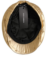 Dolce & Gabbana Men Gold Wide Quilted Newsboy Capello Hat