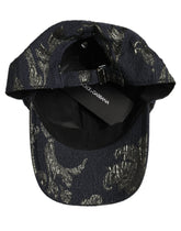Dolce & Gabbana Men Black Floral Barocco Cotton Baseball Cap Hat