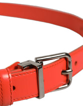 Dolce & Gabbana Red Leather Silver Metal Buckle Cintura Belt