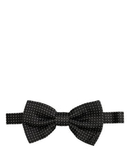 Dolce & Gabbana Men Black Polka Dot Silk Adjustable Neck Papillon Bow Tie