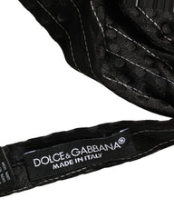 Dolce & Gabbana Men Black Pinstripe Silk Adjustable Neck Papillon Bow Tie