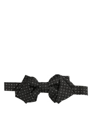 Dolce & Gabbana Men Black Polka Dot Silk Adjustable Neck Papillon Bow Tie
