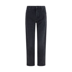 Balmain Black Cotton Straight-Leg Jeans