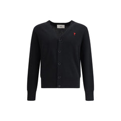 Ami Paris Black Wool Oves Aries Cardigan