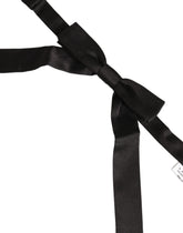 Dolce & Gabbana Men Black 100% SIlk Adjustable Neck Papillon Bow Tie