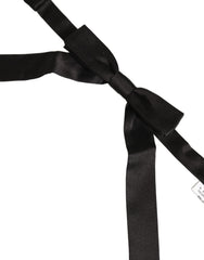 Dolce & Gabbana Men Black 100% SIlk Adjustable Neck Papillon Bow Tie