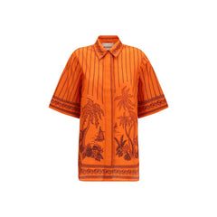 Alemais Orange Cotton Pattern Shirt