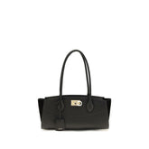 Ferragamo Black Calf Leather Bos Taurus Shoulder Bag