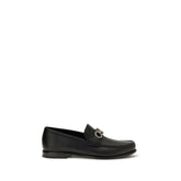 Ferragamo Black Calf Leather Bos Taurus Slip-On Loafers