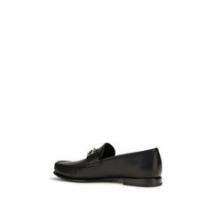 Ferragamo Black Calf Leather Bos Taurus Slip-On Loafers