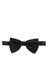 Dolce & Gabbana Men Black Silk Brocade Adjustable Neck Papillon Bow Tie