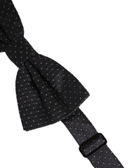 Dolce & Gabbana Black White Polka Dot Adjustable Neck Papillon Bow Tie
