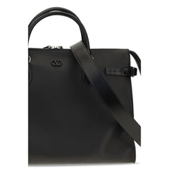 Valentino Garavani Black Calf Leather Bos Taurus Shoulder Bag