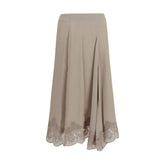 P.A.R.O.S.H. Beige Acetate Midi Skirt