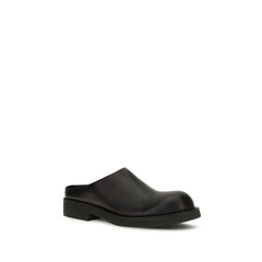 MM6 Black Calf Leather Bos Taurus Mules