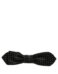 Dolce & Gabbana Black White Polka Dot Adjustable Neck Papillon Bow Tie