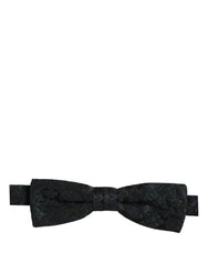 Dolce & Gabbana Men Black Green Paisley Adjustable Neck Papillon Bow Tie