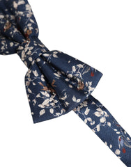 Dolce & Gabbana Men Navy Blue Floral Adjustable Neck Papillon Bow Tie