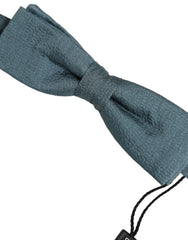 Dolce & Gabbana Men Steel Blue 100% Silk Adjustable Neck Papillon Bow Tie