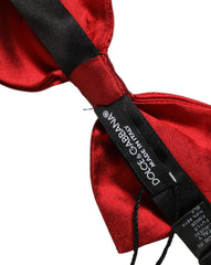 Dolce & Gabbana Men Black Red Silk Adjustable Neck Papillon Bow Tie
