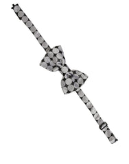 Dolce & Gabbana Men Black Silver Circles Adjustable Neck Papillon Bow Tie