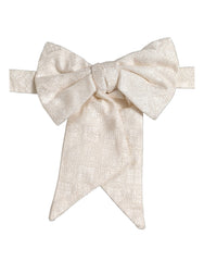 Dolce & Gabbana Men White Jacquard Silk Adjustable Neck Papillon Bow Tie