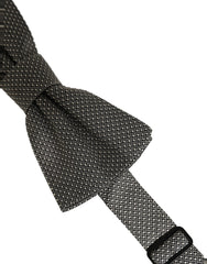 Dolce & Gabbana Men Gray Silk Patterned Adjustable Neck Papillon Bow Tie