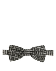 Dolce & Gabbana Men Gray Silk Patterned Adjustable Neck Papillon Bow Tie