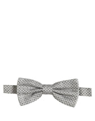 Dolce & Gabbana Men Black Gray Polka Dot Adjustable Neck Papillon Bow Tie