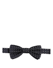 Dolce & Gabbana Black White Polka Dot Adjustable Neck Papillon Bow Tie