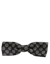 Dolce & Gabbana Black White Geometric Silk Adjustable Neck Papillon Bow Tie