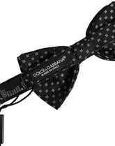 Dolce & Gabbana Men Black Patterned Adjustable Neck Papillon Bow Tie