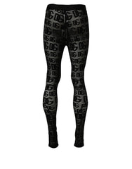 Dolce & Gabbana Black All Over Logo Print Sheer Pantyhose Underwear