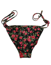 Dolce & Gabbana Black Floral Print Nylon Beachwear Bikini Bottom