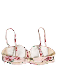Dolce & Gabbana Pink Floral Print Underwire Beachwear Bikini Top